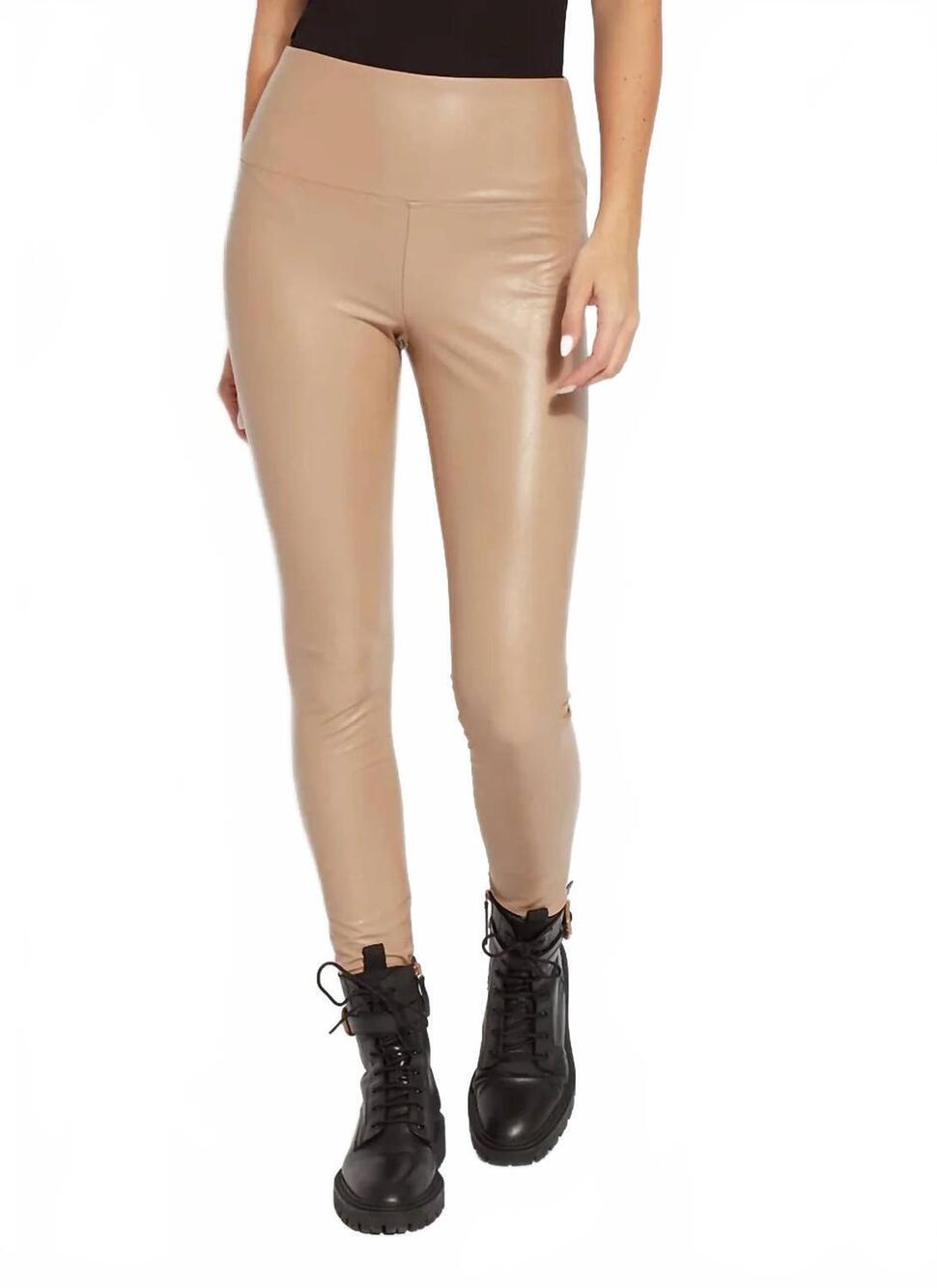 NEW LYSSE textured leather legging in velvet brown